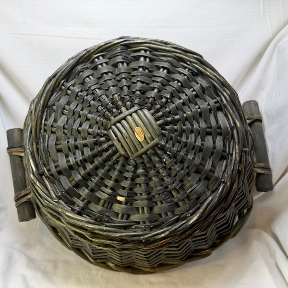 Vintage Handmade Wicker Bamboo Basket with Handles Rustic Home Décor - Picture 5 of 6